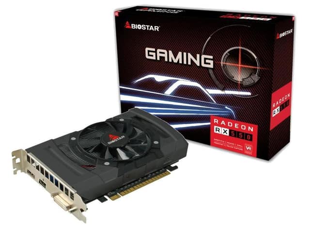 Κάρτα Γραφικών BIOSTAR AMD Radeon RX 550, 4 GB, GDDR5, 128 bit, PCIE 3.0 16x, GPU 1100 MHz, Single Slot Fansink, 1xDVI-D, 1xHDMI, 1xDisplayPort (VA5505RF41)
