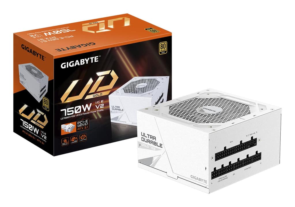 Power Supply GIGABYTE UD750GM PG5 ICE, ATX 3.1, 750 Watts, Efficiency 80 PLUS GOLD, PFC Active, MTBF 100000 hours (GP-UD750GMPG5ICE)