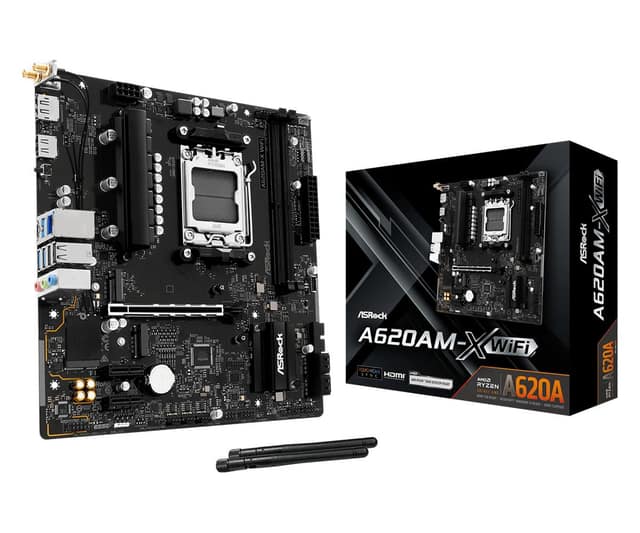 Μητρική πλακέτα ASROCK AMD A620, Socket AM5, micro ATX, RAM DDR5-SDRAM, 2xSlots, Wi-Fi Ναι, Bluetooth Ναι, 1xΑριθμός υποδοχών M.2 (M) (A620AM-XWIFI)
