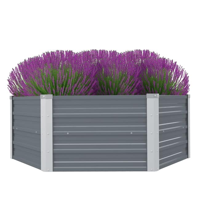 VidaXL Ζαρντινιέρα Ψηλή Γκρι 129 x 129 x 45 εκ. Γαλβανισμένος Χάλυβας