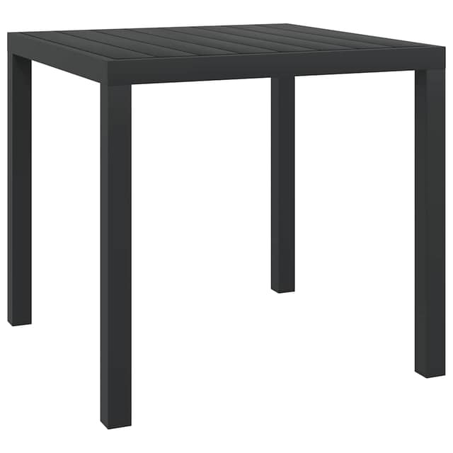 VidaXL Τραπέζι Κήπου Μαύρο 80 x 80 x 74 εκ. από Αλουμίνιο / WPC