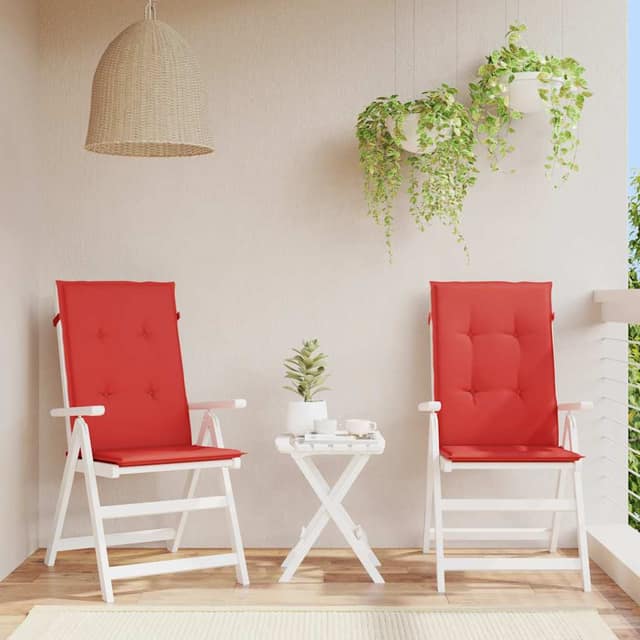 VidaXL Μαξιλάρια Καρέκλας Κήπου με Πλάτη 2 τεμ. Κόκκινα 120x50x3 εκ.
