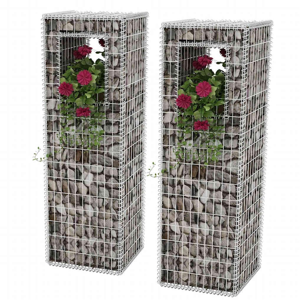 VidaXL Συρματοκιβώτια Στύλοι/Γλάστρες 2 τεμ. 50 x 50 x 160 εκ. Χάλυβας