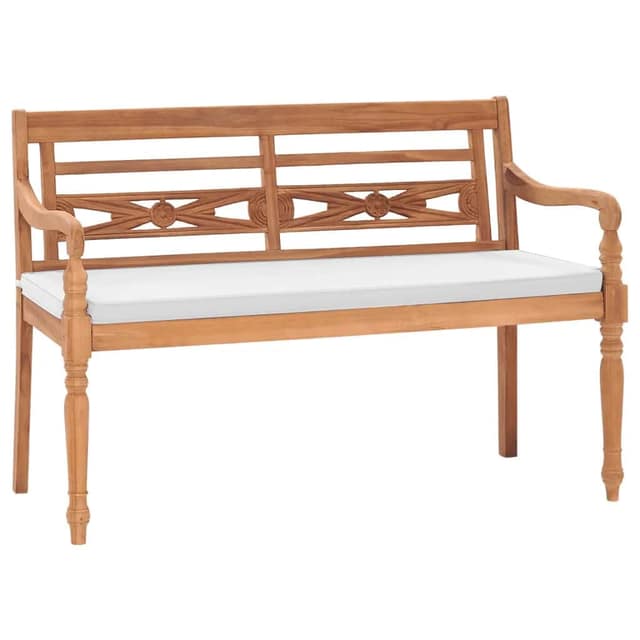 VidaXL Παγκάκι Batavia 120 εκ. από Ξύλο Teak με Μαξιλάρια