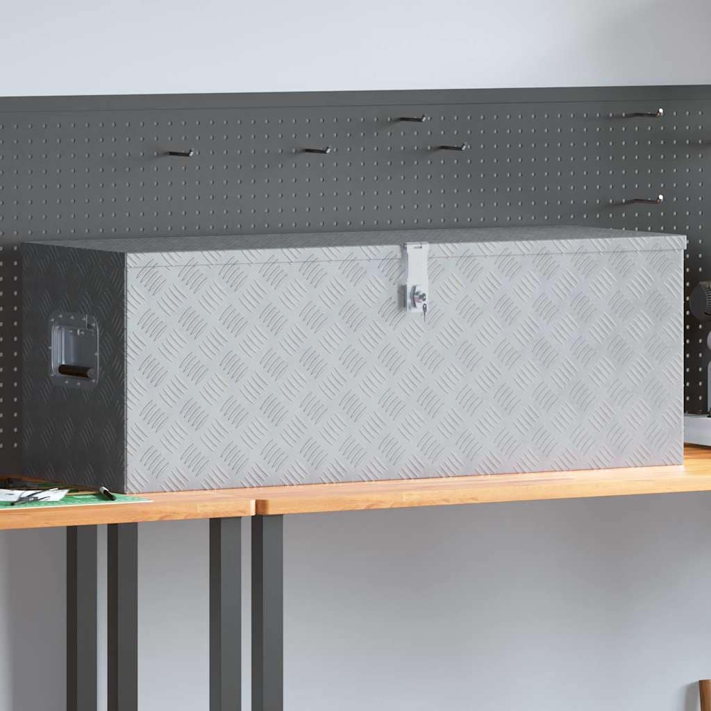 VidaXL Κουτί Αποθήκευσης Ασημί 110,5 x 38,5 x 40 εκ. Αλουμινίου