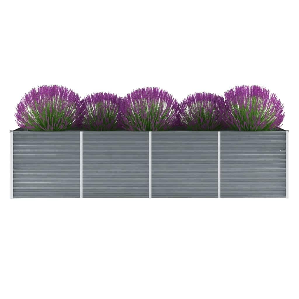 VidaXL Ζαρντινιέρα Υπερυψωμένη Γκρι 320x80x77 εκ. Γαλβανισμ. Χάλυβας