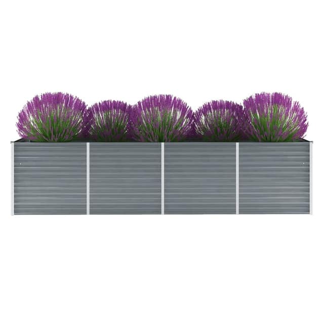 VidaXL Ζαρντινιέρα Υπερυψωμένη Γκρι 320x80x77 εκ. Γαλβανισμ. Χάλυβας