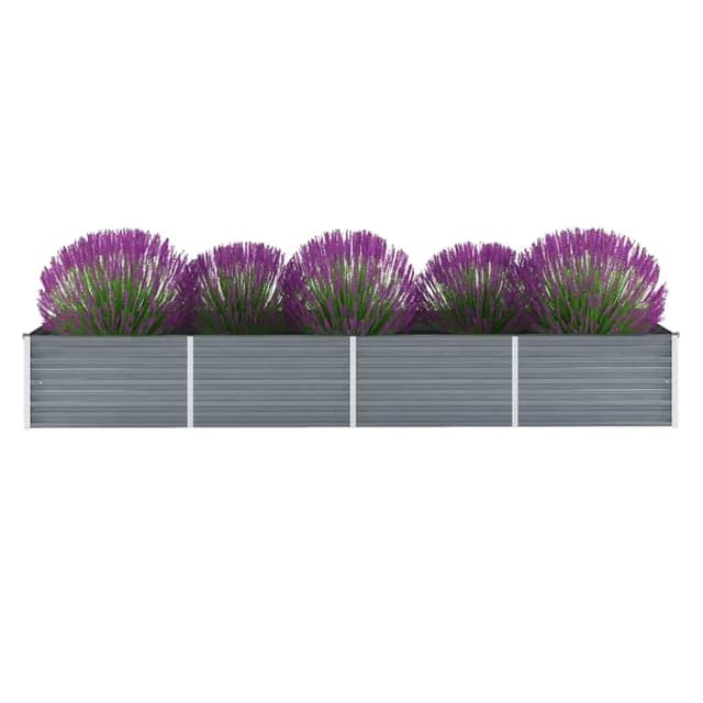 VidaXL Ζαρντινιέρα Υπερυψωμένη Γκρι 320x80x45 εκ. Γαλβανισμ. Χάλυβας
