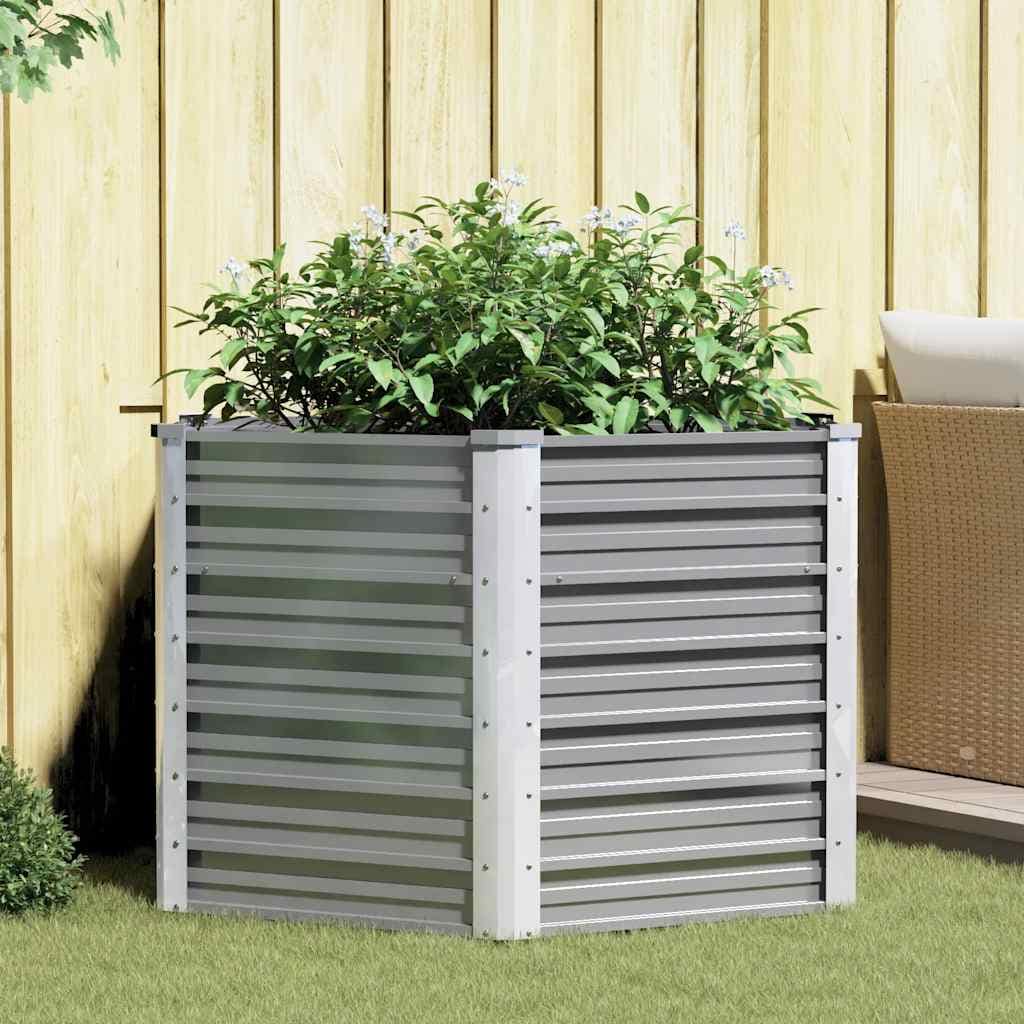 VidaXL Ζαρντινιέρα Υπερυψωμένη Γκρι 129x129x77 εκ. Γαλβανισμ. Χάλυβας