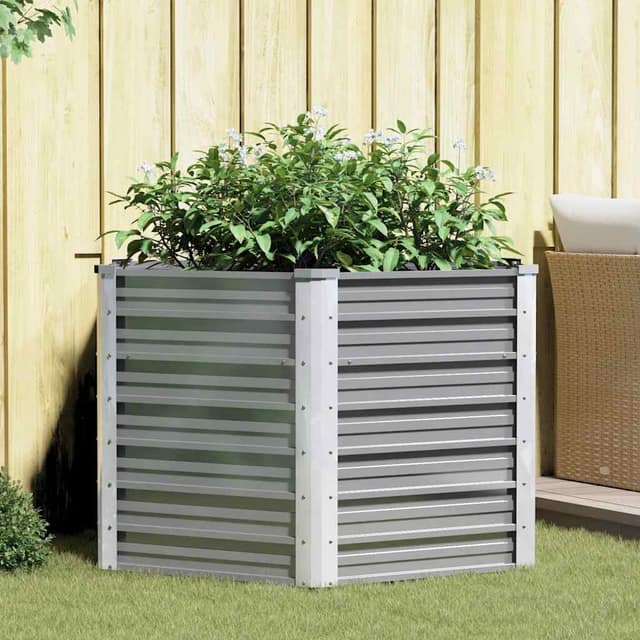 VidaXL Ζαρντινιέρα Υπερυψωμένη Γκρι 129x129x77 εκ. Γαλβανισμ. Χάλυβας