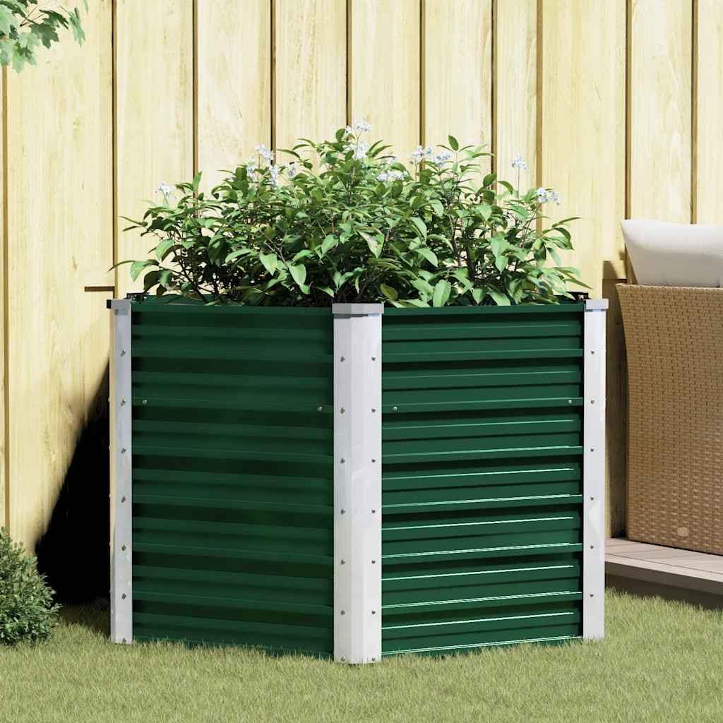 VidaXL Ζαρντινιέρα Υπερυψωμένη Πράσινη 129x129x77 εκ. Γαλβαν. Χάλυβας
