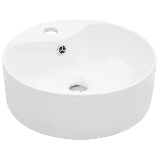 VidaXL Νιπτήρας με Οπή Υπερχείλισης Λευκός 36 x 13 εκ. Κεραμικός