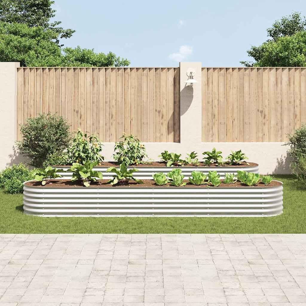 VidaXL Ζαρντινιέρα Υπερυψωμένη Ασημί 400x80x44 εκ. Γαλβανισμ. Χάλυβας