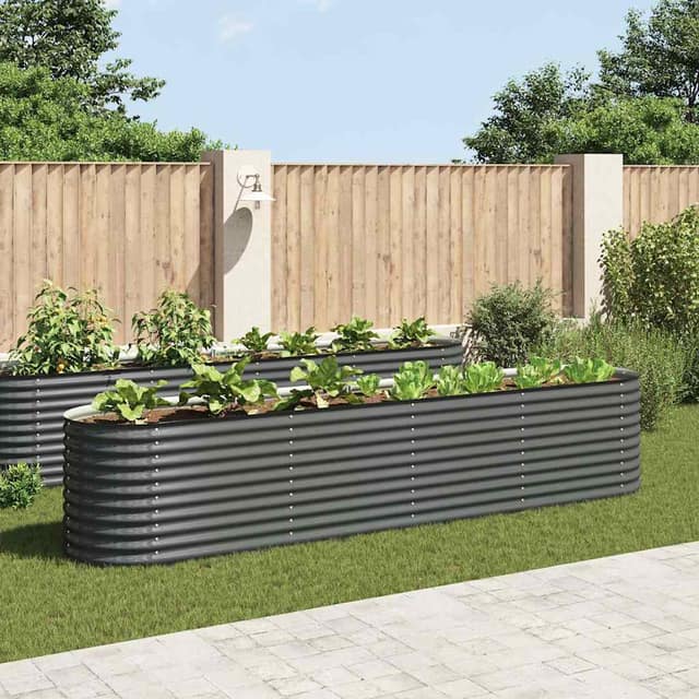 VidaXL Ζαρντινιέρα Υπερυψωμένη Γκρι 400x80x81 εκ. Γαλβανισμ. Χάλυβας