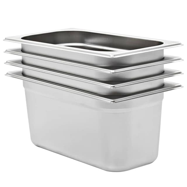 VidaXL Λεκάνες Gastronorm 4 τεμ. GN 1/3 150 χιλ. από Ανοξείδωτο Ατσάλι