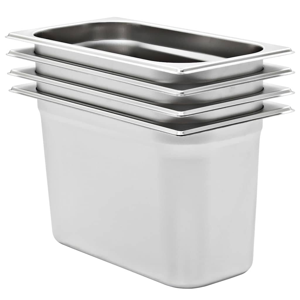VidaXL Λεκάνες Gastronorm 4 τεμ. GN 1/3 200 χιλ. από Ανοξείδωτο Ατσάλι