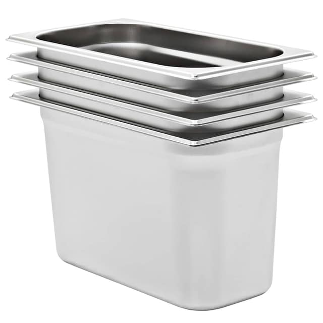 VidaXL Λεκάνες Gastronorm 4 τεμ. GN 1/3 200 χιλ. από Ανοξείδωτο Ατσάλι