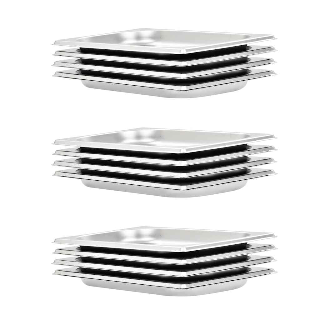 VidaXL Λεκάνες Gastronorm 12 τεμ. GN 1/4 20 χιλ. από Ανοξείδωτο Ατσάλι