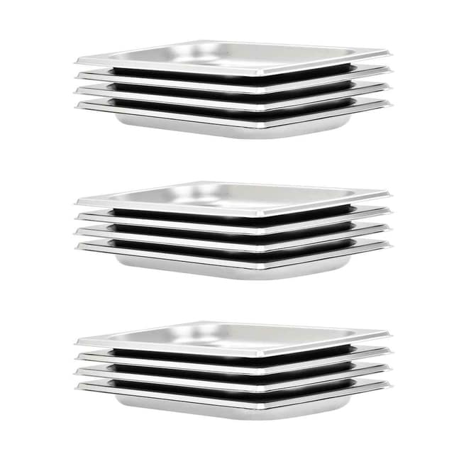 VidaXL Λεκάνες Gastronorm 12 τεμ. GN 1/4 20 χιλ. από Ανοξείδωτο Ατσάλι