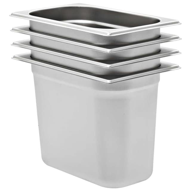VidaXL Λεκάνες Gastronorm 4 τεμ. GN 1/4 200 χιλ. από Ανοξείδωτο Ατσάλι