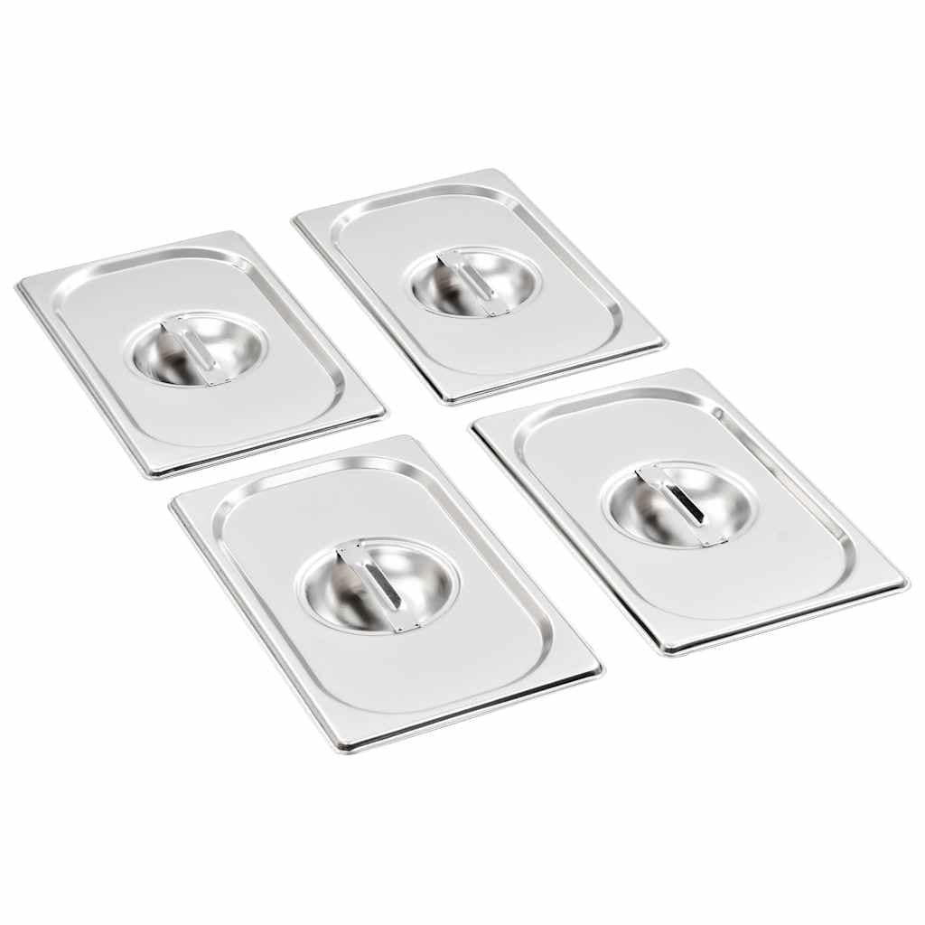 VidaXL Καπάκια για Λεκάνες GN 1/4 4 τεμ. από Ανοξείδωτο Ατσάλι