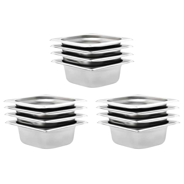 VidaXL Λεκάνες Gastronorm 12 τεμ. GN 1/6 65 χιλ. από Ανοξείδωτο Ατσάλι