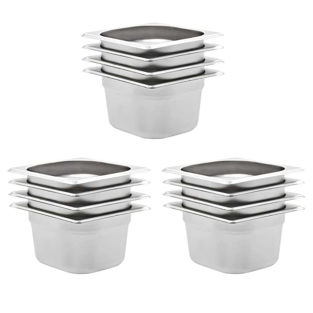 VidaXL Λεκάνες Gastronorm 12 τεμ. GN 1/6 100 χιλ. Ανοξείδωτο Ατσάλι