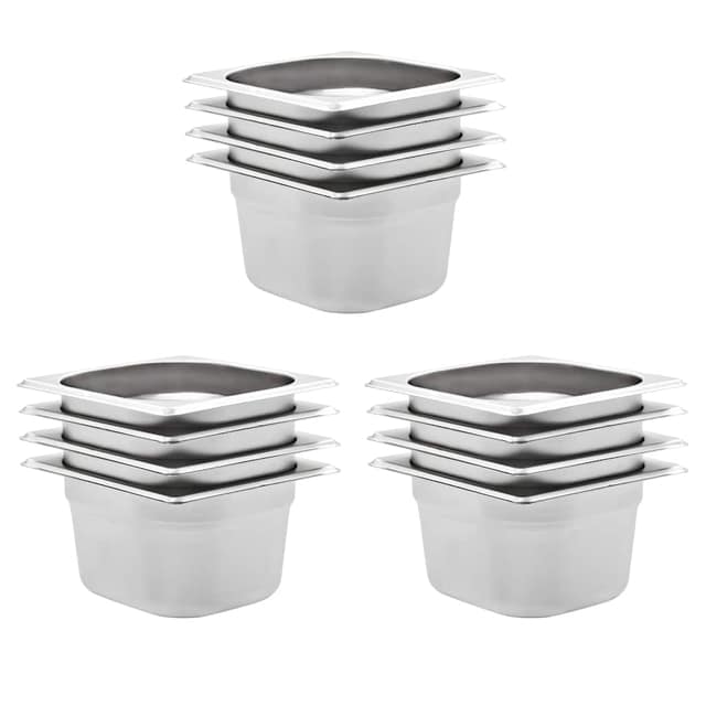 VidaXL Λεκάνες Gastronorm 12 τεμ. GN 1/6 100 χιλ. Ανοξείδωτο Ατσάλι
