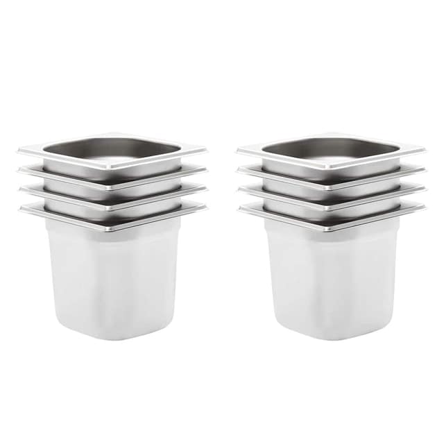 VidaXL Λεκάνες Gastronorm 8 τεμ. GN 1/6 150 χιλ. από Ανοξείδωτο Ατσάλι