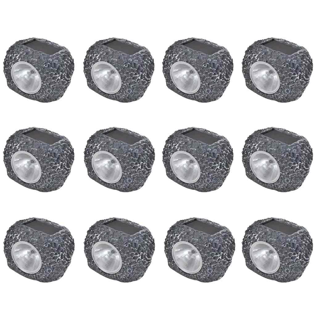 VidaXL Outdoor Φωτιστικό Ηλιακό LED με Σποτάκια 12 Τεμ. Σχήμα Πέτρας