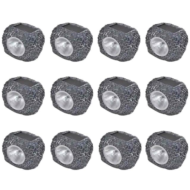 VidaXL Outdoor Φωτιστικό Ηλιακό LED με Σποτάκια 12 Τεμ. Σχήμα Πέτρας