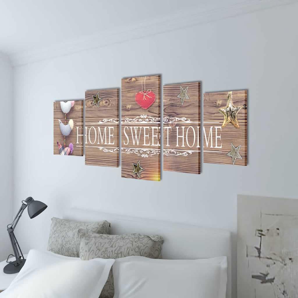 VidaXL Πίνακας σε Καμβά Σετ Σχέδιο Home Sweet Home 100 x 50 εκ.
