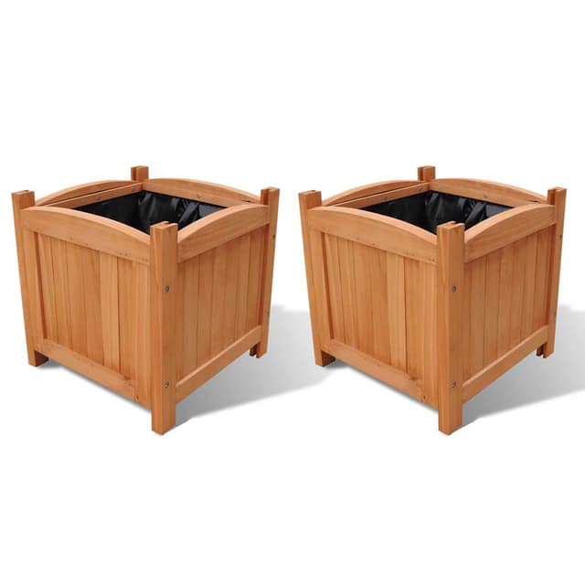 VidaXL Ζαρντινιέρες Υπερυψωμένες Σετ των 2 30 x 30 x 30 εκ. Ξύλινες
