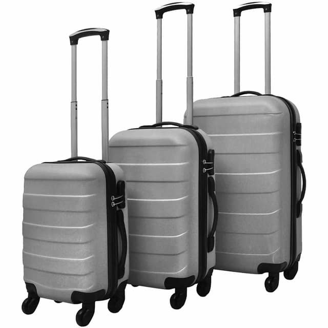 VidaXL Σετ Βαλιτσών Καμπίνας Τροχήλατες 3 Τεμ. Ασημί 45,5/55/66 εκ.