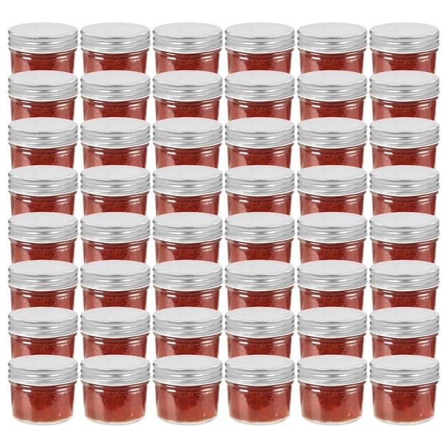 VidaXL Βάζα Μαρμελάδας 48 τεμ. 110 ml Γυάλινα με Ασημένια Καπάκια