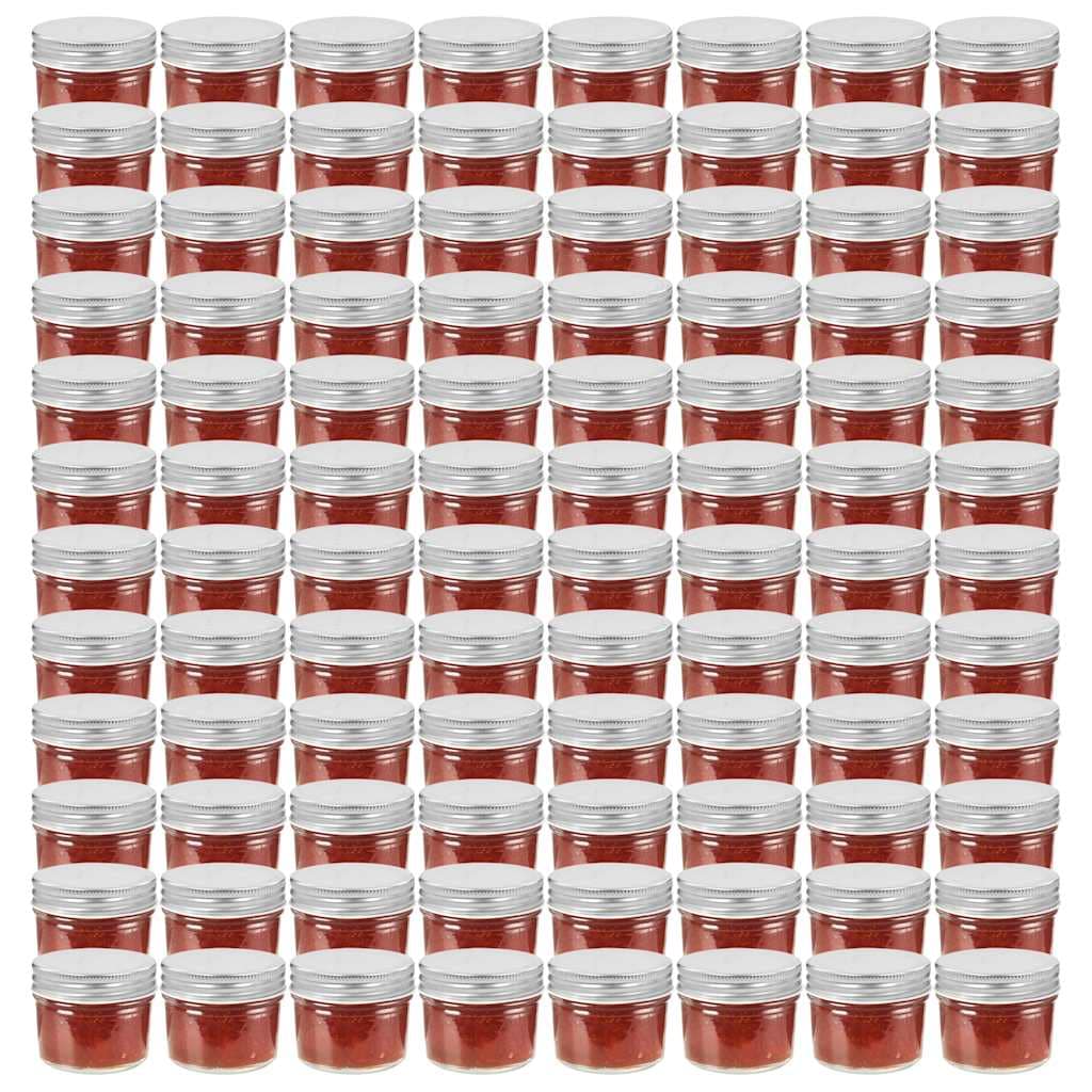 VidaXL Βάζα Μαρμελάδας 96 τεμ. 110 ml Γυάλινα με Ασημένια Καπάκια