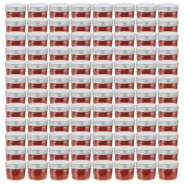 VidaXL Βάζα Μαρμελάδας 96 τεμ. 110 ml Γυάλινα με Ασημένια Καπάκια