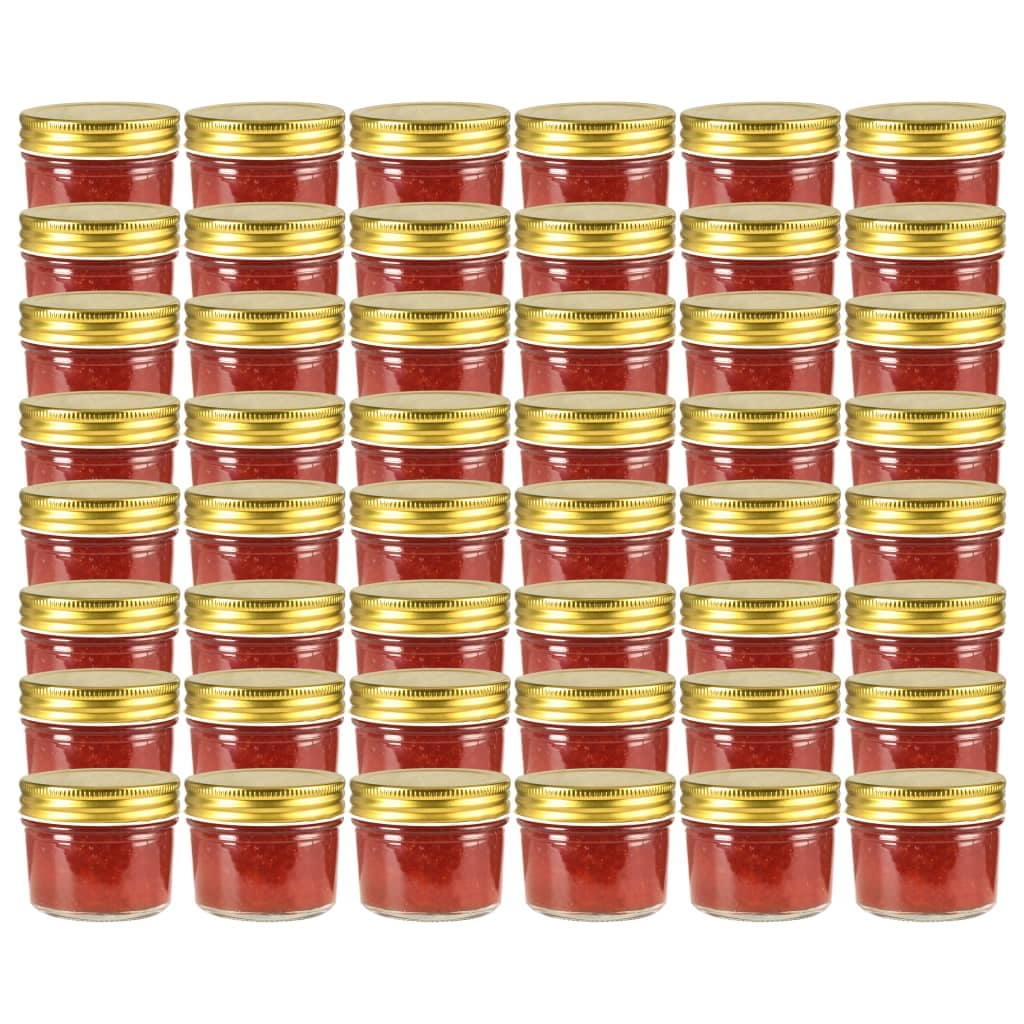VidaXL Βάζα Μαρμελάδας 48 τεμ. 110 ml Γυάλινα με Χρυσά Καπάκια