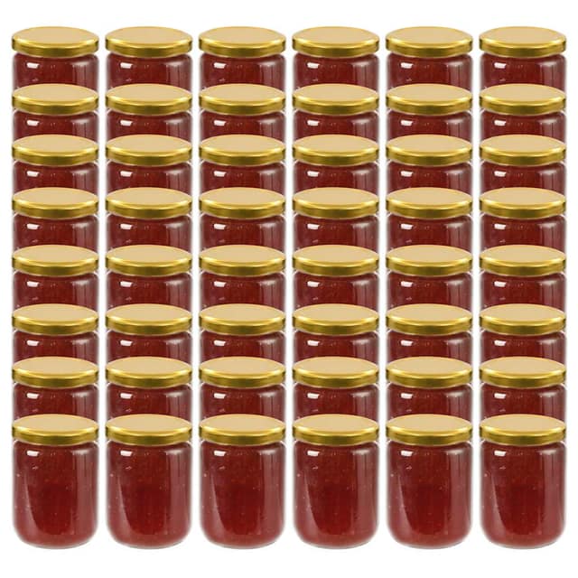 VidaXL Βάζα Μαρμελάδας 48 τεμ. 230 ml Γυάλινα με Χρυσά Καπάκια