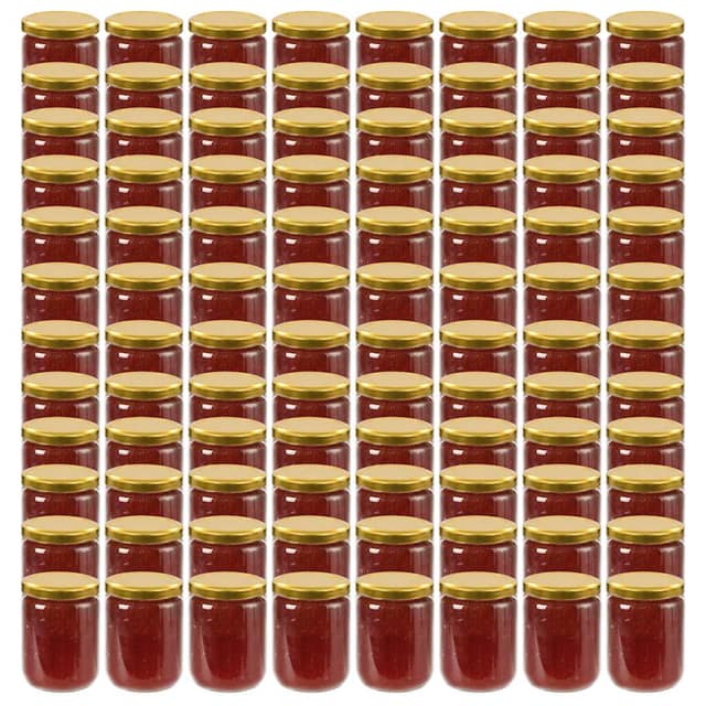 VidaXL Βάζα Μαρμελάδας 96 τεμ. 230 ml Γυάλινα με Χρυσά Καπάκια