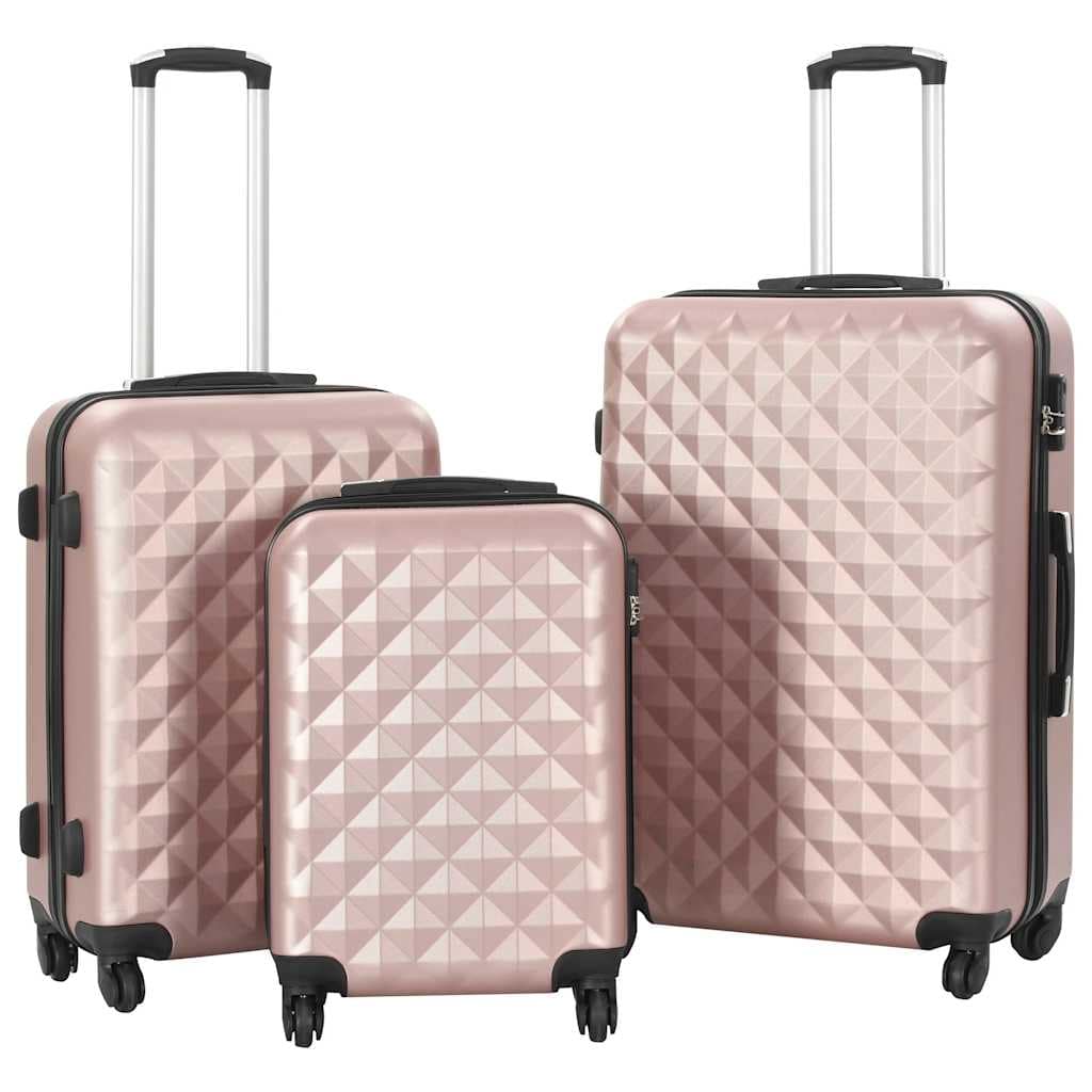 VidaXL Σετ Βαλιτσών Τρόλεϊ με Σκληρό Περίβλημα 3 τεμ. Ροζ Χρυσό ABS