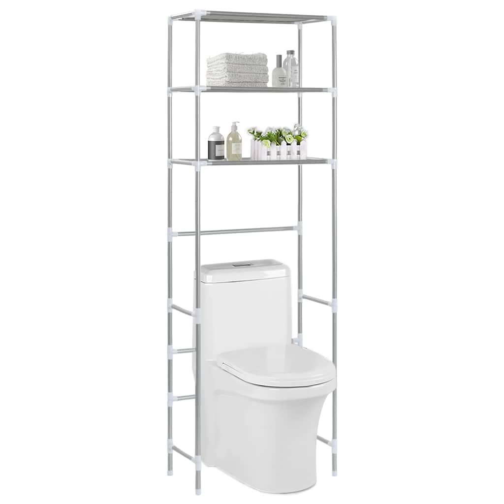 VidaXL Ραφιέρα 3 Επιπέδων για Τουαλέτα Ασημί 53 x 28 x 169 εκ.