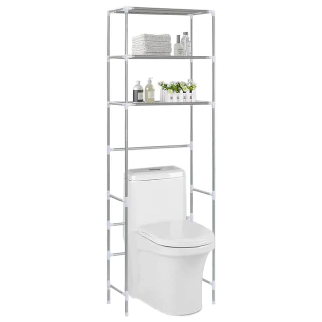 VidaXL Ραφιέρα 3 Επιπέδων για Τουαλέτα Ασημί 53 x 28 x 169 εκ.