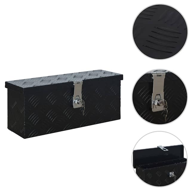 VidaXL Κουτί Αποθήκευσης Μαύρο 485 x 140 x 200 χιλ. Αλουμινίου
