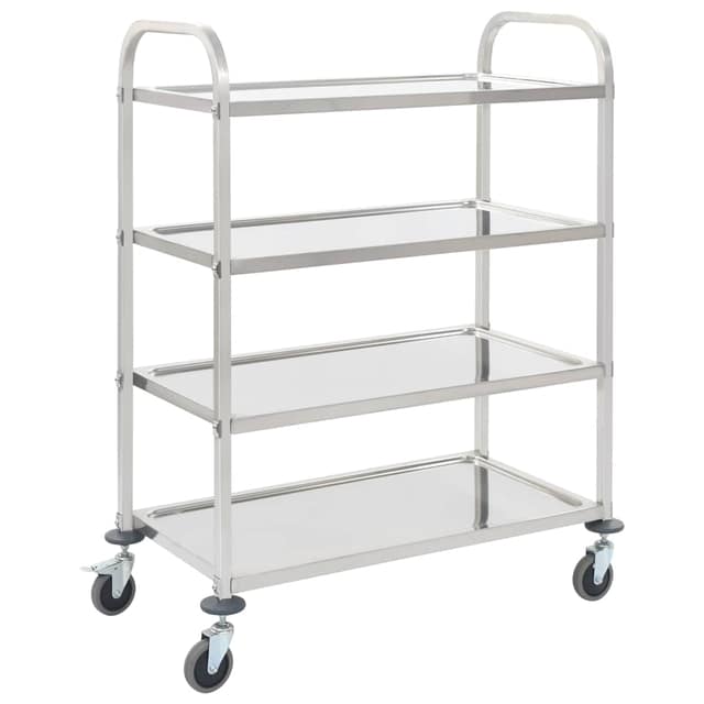 VidaXL Τρόλεϊ Κουζίνας με 4 Ράφια 107x55x125 εκ. από Ανοξείδωτο Ατσάλι