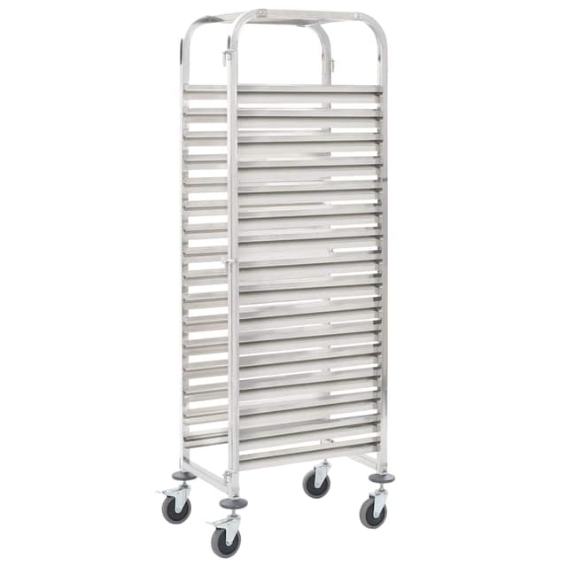 VidaXL Τρόλεϊ Μεταφοράς για 16 Δίσκους 38x55x163 εκ. Ανοξείδωτο Ατσάλι