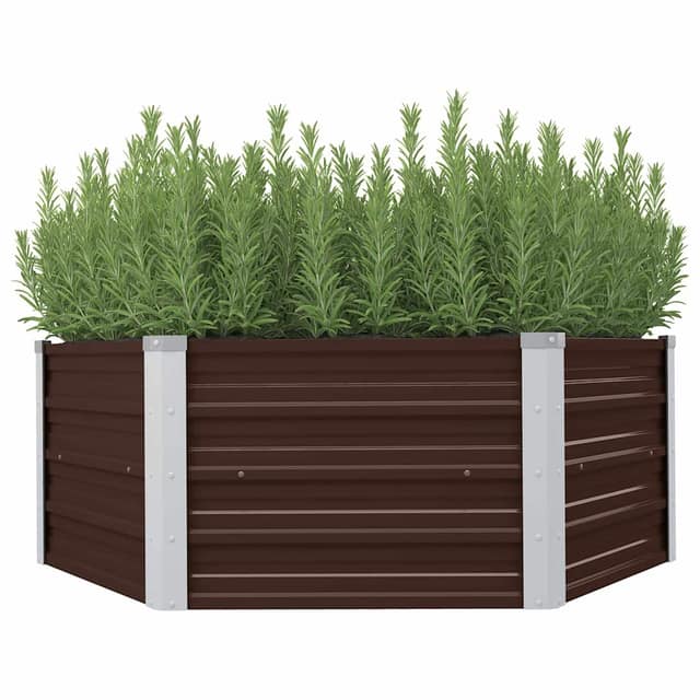 VidaXL Ζαρντινιέρα Ψηλή Καφέ 129 x 129 x 45 εκ. Γαλβανισμένος Χάλυβας