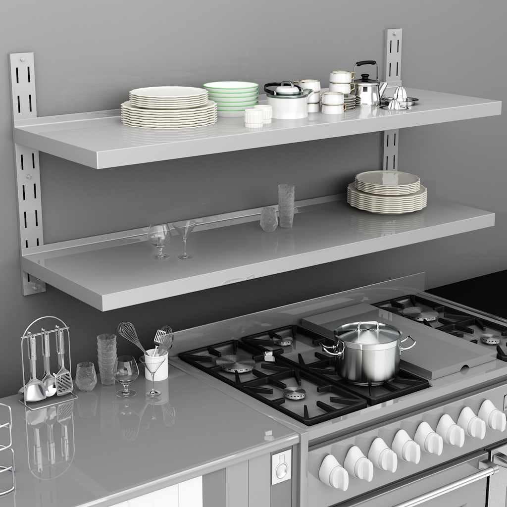 VidaXL Ράφι Τοίχου 2 Επιπέδων 150 x 30 εκ. από Ανοξείδωτο Ατσάλι