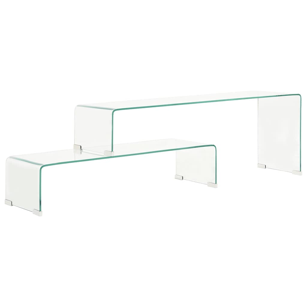 VidaXL Τραπεζάκι Σαλονιού Σετ 2 τεμ 90x30x20/110x30x40 εκ Ψημένο Γυαλί