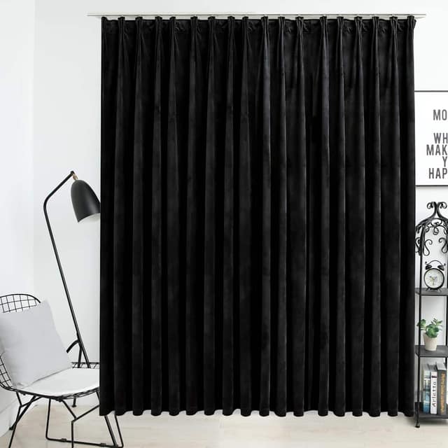 VidaXL Κουρτίνα Συσκότισης με Γάντζους Μαύρη 290 x 245 εκ. Βελούδο